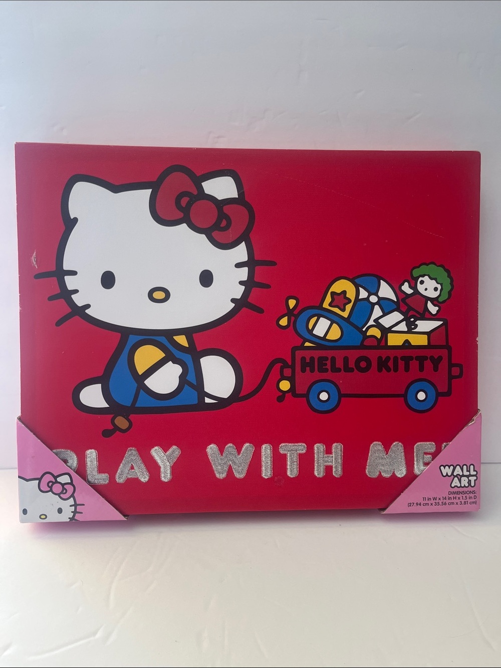 Hello Kitty Red Canvas Wall Art with Blue and Yellow Accents